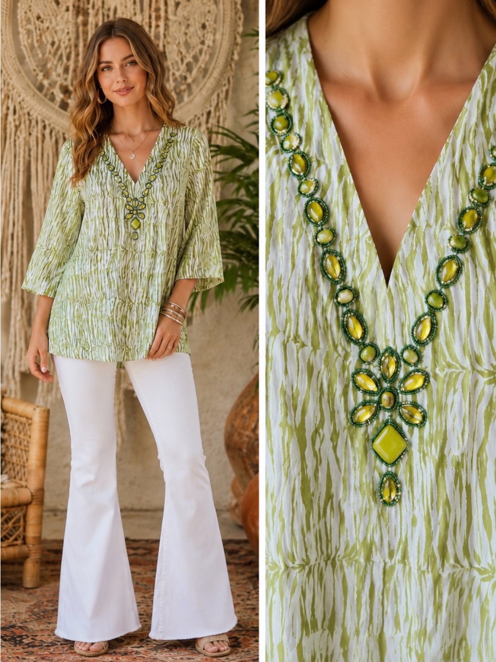 Faith brand green tropical cover-up top